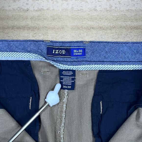 Izod Corduroy Pants Tan Regular Straight Leg Fit Flat Front - Picture 4 of 4